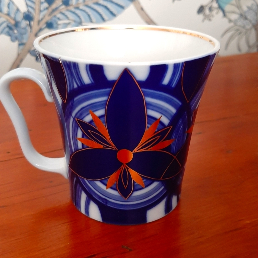 Lomonosov St. Petersburg Russia Porcelain Leningrad Helicopter Pattern Mug RARE!